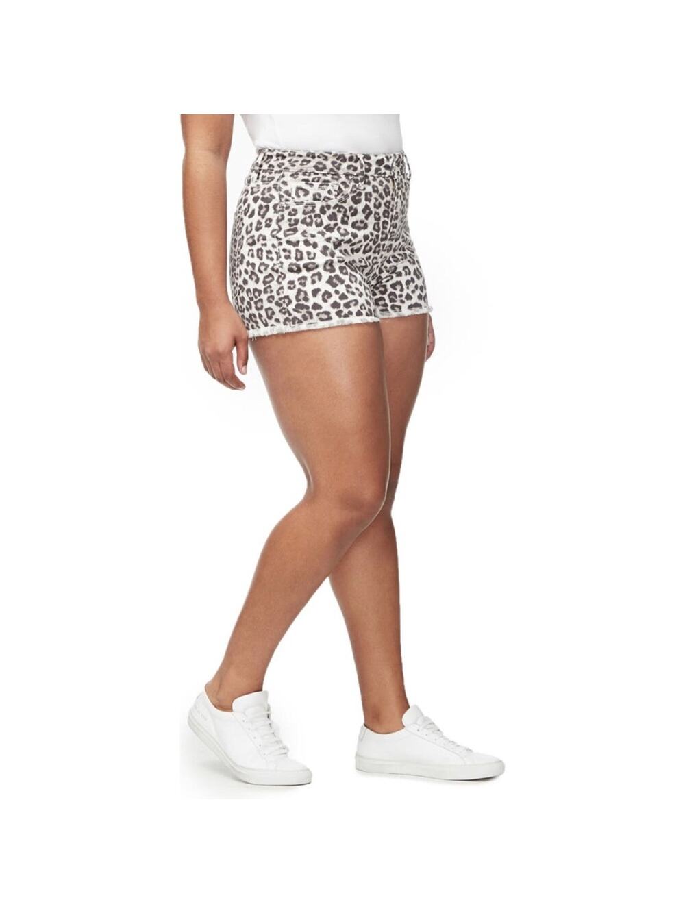 GOOD AMERICAN The Cut-Off Cheetah Print Shorts
